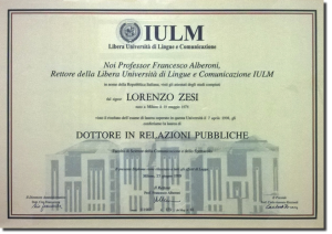 Lorenzo Zesi - Consulente di Comunicazione e Web Marketing - Laurea Relazioni Pubbliche IULM