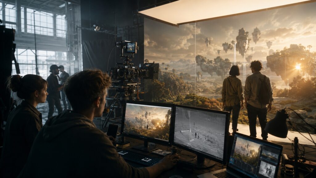 Team mostra il set e il lavoro dietro una pubblicità con paesaggio fantastico creato tramite intelligenza artificiale.