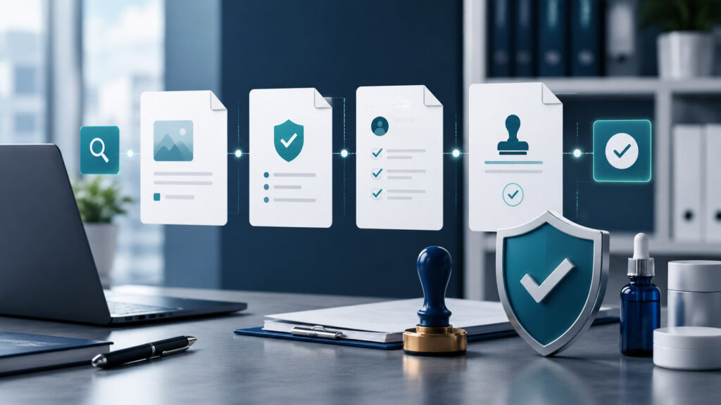 Workflow di marketing per prodotti regolamentati con verifica dei claim e approvazioni interne